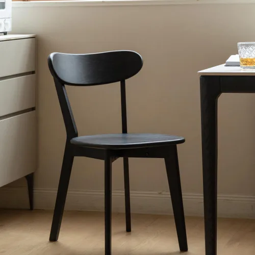 Miniatura 2 de Sillas de comedor 100% de roble macizo, silla de comedor moderna de mediados de siglo con respaldo curvo, silla de madera de grado FAS, fabricada