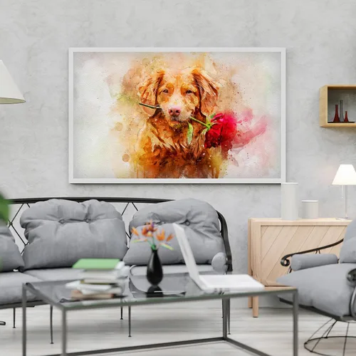 Miniatura 6 de Awesometik Retrato personalizado de perro en acuarela - Impresión en lienzo para mamá de perro