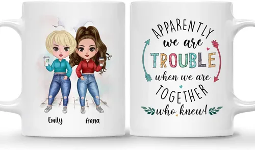 Miniatura 28 de Gossby Taza personalizada para amigas, Besties Forever, regalo personalizado para mejores amigas para mujeres con nombres de avatares, regalo 4