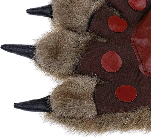 Miniatura 5 de 1 par de guantes de pata peluda de animales de Halloween, hombre lobo, oso diablo, guantes horribles para manos peludas, guantes de garra