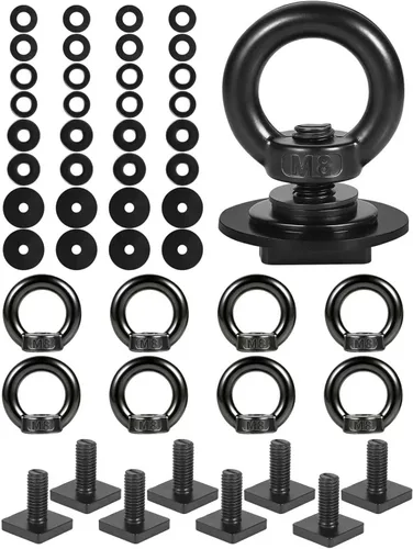 Anclaje de amarre para montaje en pista en T para portaequipajes de techo, perno de ojo en forma de anillo resistente M8, anillos de amarre de