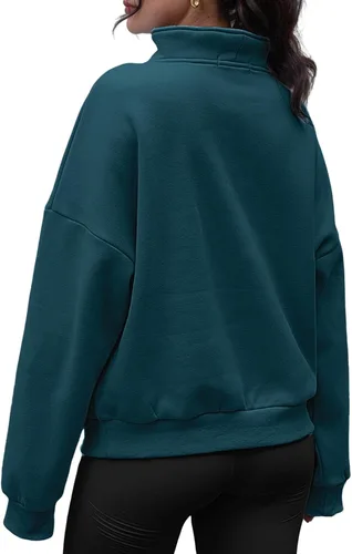 Miniatura 3 de Trendy Queen Sudaderas con media cremallera, sudaderas con capucha de gran tamaño, suéteres de otoño 2023 Y2K ropa de invierno