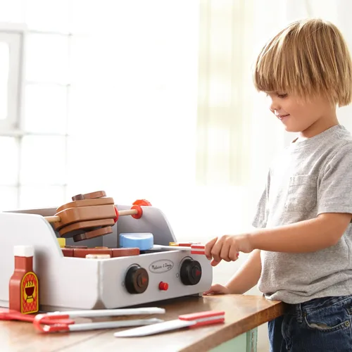Miniatura 6 de Melissa & Doug Juego de Comida de Juguete de Barbacoa de Madera con Asador y Parrilla (24 piezas)