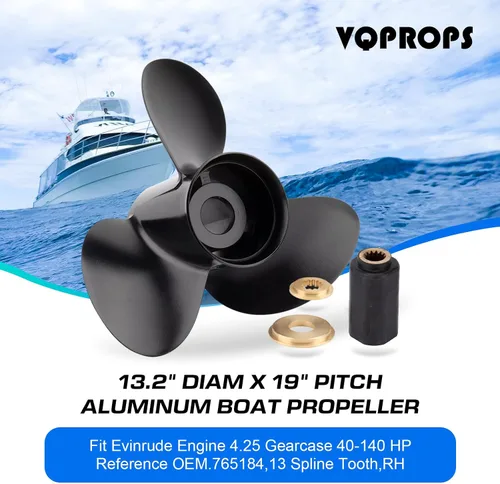 Miniatura 2 de Hélice del barco del OEM 13.2x19 de aluminio Prop Fit BRP Johnson Evinrude OMC Stern Drive 40-140 HP Motor fuera de borda 13 piezas del diente