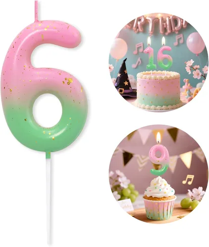 Miniatura 188 de Velas número 2 arcoíris con número 3D de feliz cumpleaños para decoración de fiesta de pastel de cumpleaños, suministros de celebración