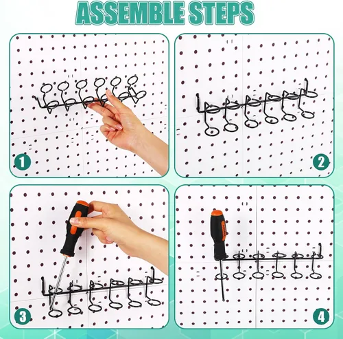 Miniatura 3 de Coume 6 Piezas Soportes para Destornilladores de Tablero Perforado Organizador Soportes para Alicates de Tablero Perforado Acero Inoxidable Ganchos