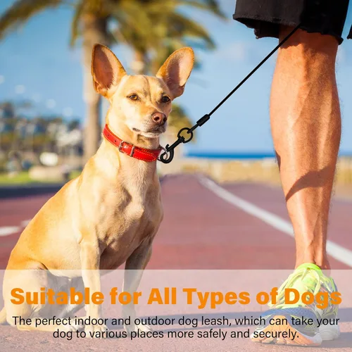 Miniatura 6 de Correas resistentes para perros a prueba de mordidas y cómodo mango acolchado de 4/5/6 pies, cuerda de seguridad de metal de acero con hebilla