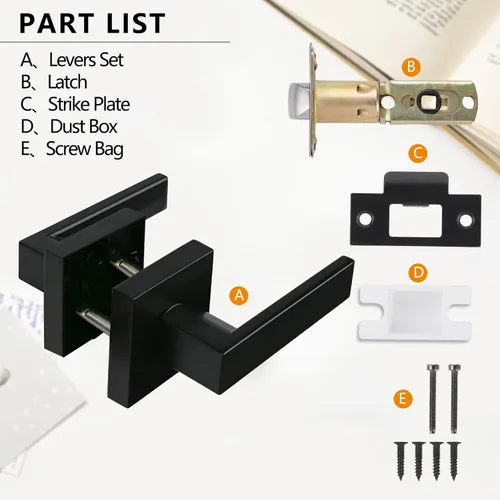 Miniatura 6 de NEWBANG Manija de palanca de puerta sólida con acabado negro mate