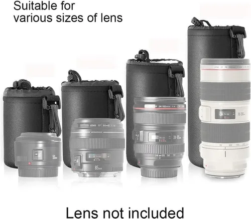 Miniatura 7 de Selens Juego de 4 fundas para lentes con funda protectora gruesa de neopreno para lente de cámara DSLR Sony Nikon Olympus Panasonic – Tamaño: bolsas