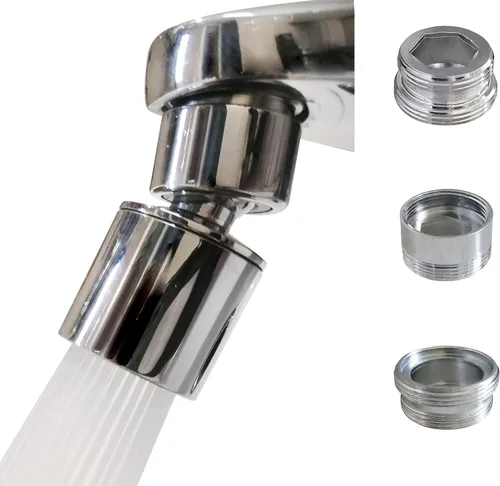 Miniatura 12 de Aireador de grifo de fregadero giratorio de níquel cepillado. Aireador de boquilla de grifo de cocina y baño, extensor de grifo, rociador de doble