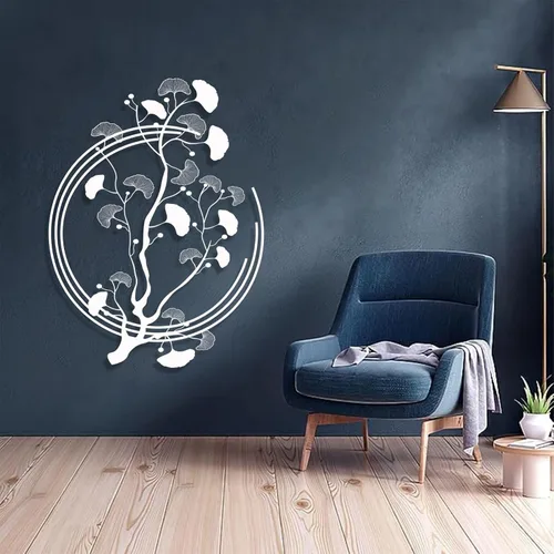 Miniatura 6 de Arte de pared de metal con hojas de ginkgo, decoración de pared de hoja de ginkgo biloba, decoración de pared geométrica de hoja de ginkgo, arte