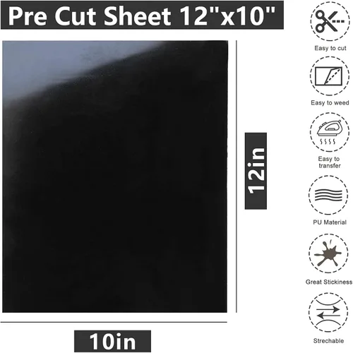 Miniatura 7 de CAREGY Vinilo de transferencia de calor HTV para planchar en camisetas de 12 x 10 pulgadas, 16 hojas (blanco y negro)