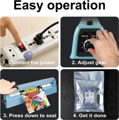 Miniatura 9 de Sellador térmico por impulso, sellador manual de bolsas, máquina de sellado térmico de 8 pulgadas, máquina selladora de impulsos para bolsas