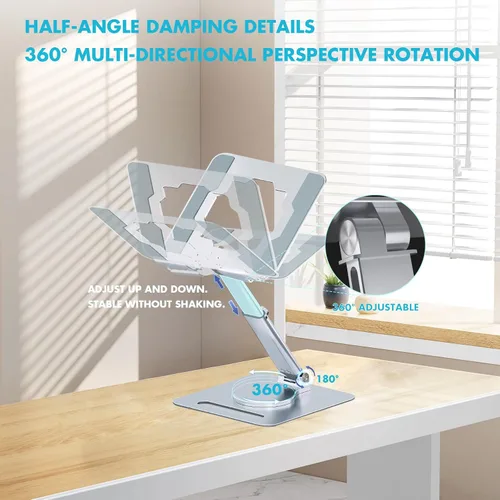 Miniatura 3 de GuaziV Soporte ajustable para tablet de 360°, soporte plegable ergonómico para iPad de 10.2 a 12.9 pulgadas, Kindle, teléfonos de 4 a 13 pulgadas