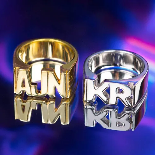 Miniatura 3 de AILIN Anillos personalizados con nombre de plata de ley 925 personalizados 1 2 3 iniciales anillos personalizados con dos nombres para mujeres