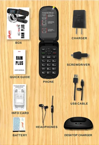 Miniatura 5 de Plum RAM Plus 4G Volte Rugged Flip Phone, IP68 a prueba de golpes T-Mobile - Negro