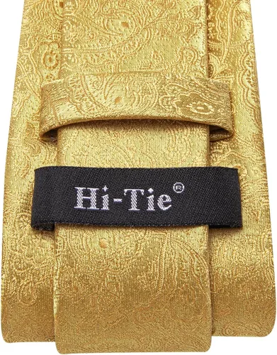 Miniatura 173 de Hi-Tie Corbata clásica de cachemira para hombre con pañuelo y gemelos a cuadros