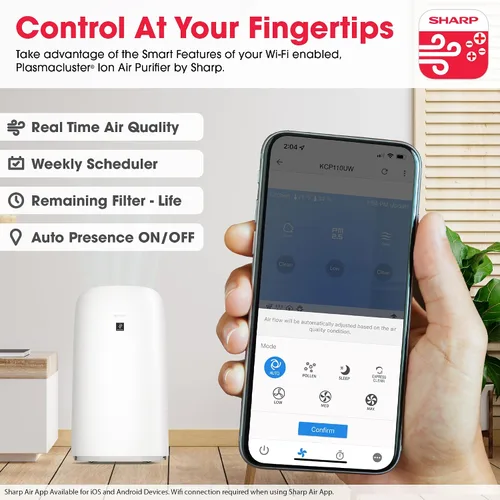 Miniatura 10 de SHARP Purificador de aire inteligente con humidificador combinado: cubre hasta 2,603 pies cuadrados en una hora, compatible con Alexa y Google Asst.