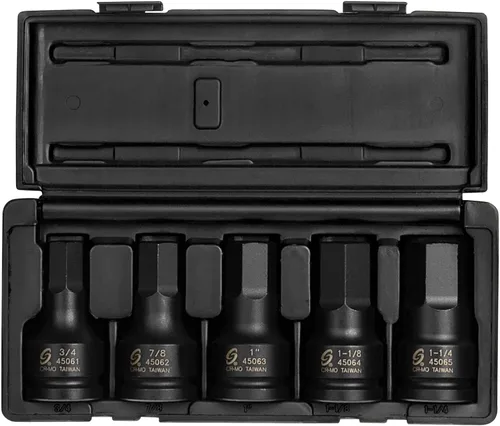SUNEX TOOLS 4506, juego de destornilladores hexagonales de impacto de 3/4 pulgadas, 5 piezas, SAE, 3/4 pulgadas - 1-1/4 pulgadas, acero Cr-Mo,
