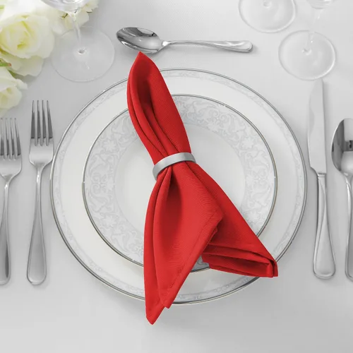 Miniatura 5 de Lann's Linens. 12 servilletas de 17 pulgadas. Servilletas de gamuza con bordes ribeteados, varios colores disponibles. Rojo