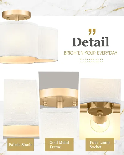 Miniatura 3 de Lámpara de techo de montaje empotrado dorada, 13 pulgadas, accesorios de iluminación de techo para dormitorio, pasillo, cocina