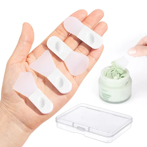 Philbinden - 4 cepillos aplicadores de máscara facial, cepillo de silicona suave para máscara facial, espátula de maquillaje portátil para máscara