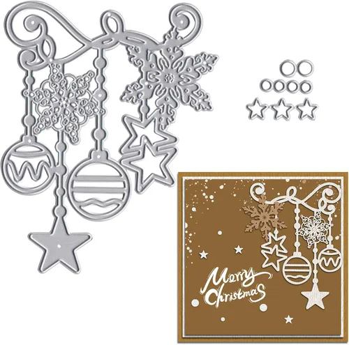 Estivaux Cascabel de Navidad troquelado para hacer tarjetas, bombilla colgante de Navidad, troqueles de corte, copos de nieve de invierno, plantilla