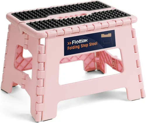 Miniatura 23 de Flottian Taburete plegable de 9 pulgadas para adultos y niños con capacidad para hasta 300 libras, taburetes plegables antideslizantes con asa