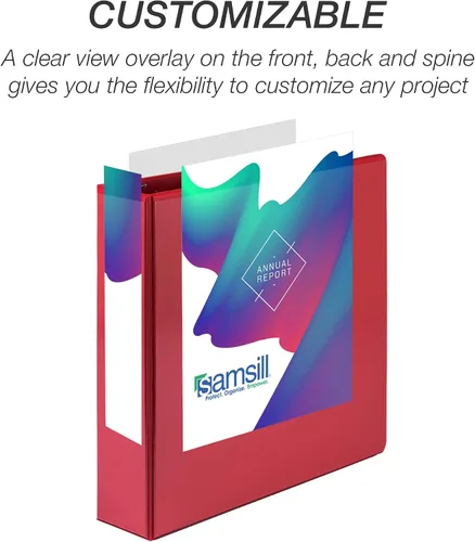 Miniatura 383 de Samsill - Carpeta duradera de 5 pulgadas, fabricada en los Estados Unidos, con anillos en D, transparente y personalizable, color blanco