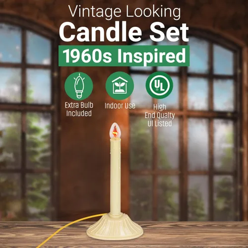 Miniatura 5 de Velas Candolier de Navidad para Ventana Tupkee – con Bombilla Parpadeante – Única para Interior - Vela Eléctrica Sin Llama para Ventana Candelabro 1