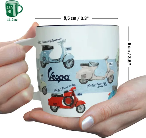 Miniatura 2 de Nostalgic-Art Taza de café retro, 11.2 oz, Vespa – Tabla de modelos – Idea de regalo para los fanáticos de los scooters, Producto de licencia