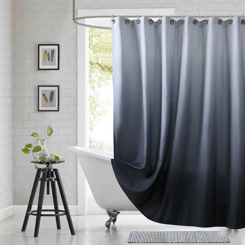 Cortina de ducha de tela para cabina, cortinas de ducha con degradado negro y gris para baño, cortinas de baño impermeables, 54" An x 72" Al