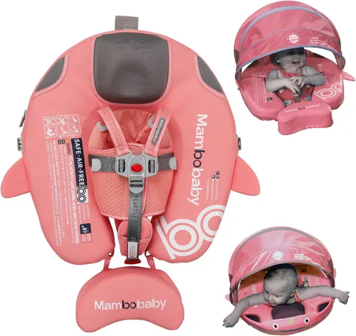 Flotador de piscina para bebé con toldo ajustable 3D UPF50+, añade cola, flotador no inflable para piscina, flotadores de narval de dibujos animados