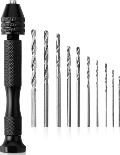 Mr. Pen - Taladro de mano con 10 brocas (0.024-0.118 in), taladro de joyería, taladro de resina, mini taladro, taladro de mano para fabricación de