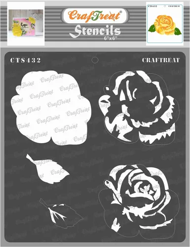 CrafTreat Plantillas reutilizables de flores de rosas en capas para pintar en madera, pared, azulejos, lienzo, papel, tela y piso, rosa en capas de