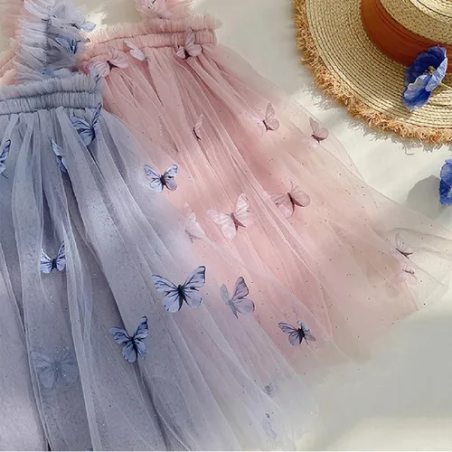 Miniatura 5 de Miipat Vestido de tul sin mangas para niñas pequeñas, vestido de tutú de mariposa floral para niñas pequeñas, vestidos de princesa para fiesta