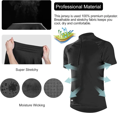 Miniatura 2 de INBIKE Mens Cycling Jerseys Moisture Wicking Short Sleeve Quick Dry Bike Jersey Long Sleeve Running Tops Breathable