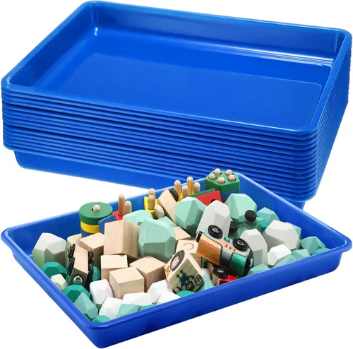 Miniatura 13 de Maitys Paquete de 15 bandejas de arte de plástico de 12 x 16 pulgadas, bandejas sensoriales para proyectos de bricolaje, pintura, cuentas, joyería