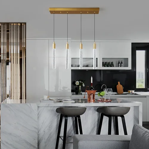 Miniatura 2 de Iluminación moderna para isla de cocina, lámpara colgante de isla de cocina, regulable, LED, acabado de latón dorado, mini iluminación colgante