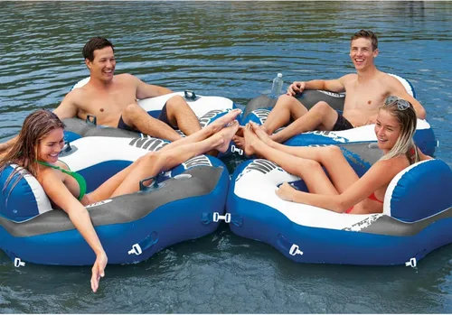 Miniatura 8 de Intex 58854EP River Run Connect Salón flotante inflable: respaldo cómodo - Portavasos incorporado - Asas duraderas - Conectores fáciles de usar