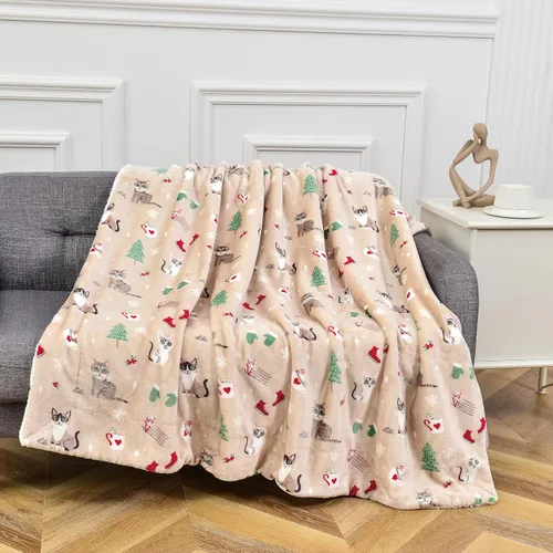 Miniatura 4 de Elegant Comfort - Manta reversible y ultra suave de franela con forro polar - Manta de sherpa navideña de invierno - Ligera, suave y acogedora