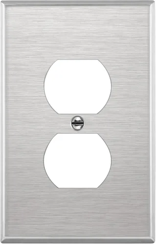 Miniatura 33 de ENERLITES Placa de pared de metal dúplex para receptáculos, cubierta de salida de acero inoxidable, resistente a la corrosión, tamaño de 1 banda