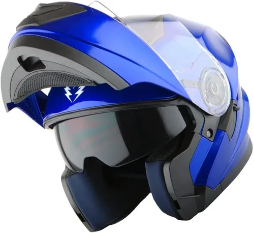 Miniatura 21 de 1Storm Nuevo Casco Modular de Motocicleta con Visera Dual Cara Completa y Luz Trasera LED Recargable: Modular901 Fibra de Carbon Negro
