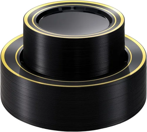 Miniatura 9 de BESTVIP 100 piezas de plato de plástico transparente, platos desechables para fiesta con 50 platos para cena y 50 platos para postre, plato de Claro