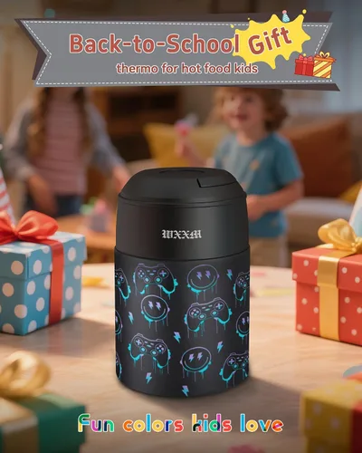 Miniatura 9 de Termo de sopa de 10 onzas para comida caliente para niños, tarro de comida aislado con cuchara boca ancha, recipiente de almuerzo de acero