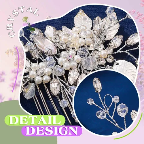 Miniatura 7 de JEAIRTS Peine de cristal para el cabello, accesorio para el cabello de boda, accesorio para el cabello para mujer 1-plateado