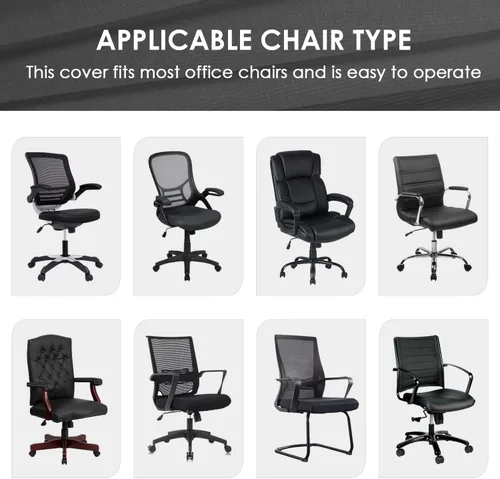 Miniatura 7 de SARAFLORA Funda para Silla de Oficina - Mediano, Negro - Funda Extraíble para Silla de Computadora para Silla de Oficina con Cremallera para Silla