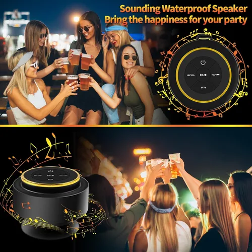Miniatura 2 de Altavoz de ducha Bluetooth con mosquetón, altavoces Bluetooth portátiles con ventosa, IP67 impermeable, inalámbrico, flotante, para camping, playa