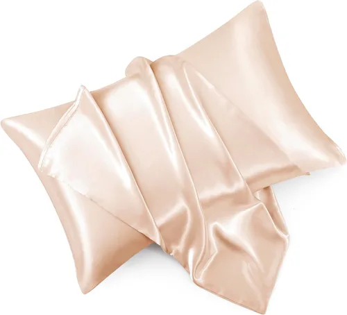 Miniatura 12 de Juego de 2 fundas de almohada de satén negro estándar con cierre de sobre, funda de almohada de seda negra para cabello y piel (20 x 26 pulgadas)