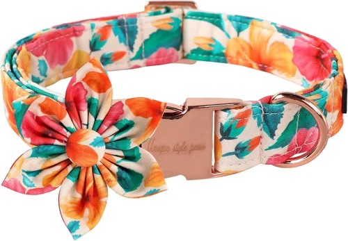 Miniatura 23 de Collar de perro de algodón con lazo de Unique Style Paws, collar de perro floral a cuadros colorido con lazo para perros pequeños, medianos y Plaid
